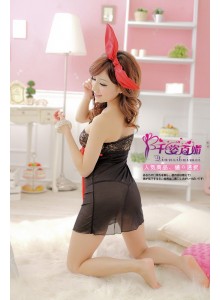 [YSL-033]HOt Black Sexy Lace Women Lingerie Babydoll Sleepwear Dress+ G-STRING